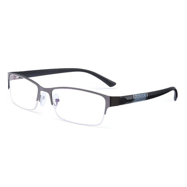 Gafas de lectura de negocios antiluz azul para hombre, lentes de Metal con media montura, protección ocular para dioptrías de oficina + 1,0 1,5 2,0 2,5 3 3,5 4,0
