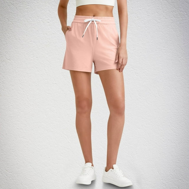 Karight Womens Athletic Shorts High Waisted Drawstring Gym Running Shorts with Pockets