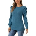 thumbnail image 4 of INSPIRE CHIC Women's Puff Long Sleeve Tunic Tops Knit Crew Neck Casual Shirt, 4 of 5