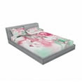 thumbnail image 3 of Ambesonne Floral Fitted Sheet & Pillow Sham Set, Rose Petals Butterfly, Twin, Jade Green Pale Pink, 3 of 3