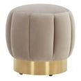 thumbnail image 2 of SAFAVIEH Couture Maxine Glam Velvet Tufted Ottoman, Pale Taupe, 2 of 6