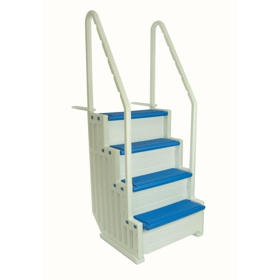 Confer Plastics In-Pool Step Aboveground Swimming Pool Steps Entry System, Blue Tread White Step