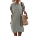 thumbnail image 4 of DYMADE Women Casual Solid Summer Dolman Sleeve T-Shirt Dress, 4 of 4