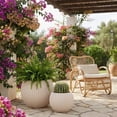 thumbnail image 3 of FOUKUS 8.7",10.8",13.4" Large Concrete-Like Plastic Planter Set of 3, Round Belly Lightweight Planters for Indoor & Outdoor Use, Modern Decorative Pots with Drainage for Home, Patio, Porch & Garden, 3 of 6