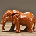 thumbnail image 2 of Solid wood elephant figurine, absorbent, carved from rosewood, male and female elephants, wooden home decoration for living room, auspicious decoration for wealth., 2 of 4
