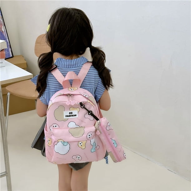 Mochila Mochila de dibujos animados para estudiantes, mochila grande con cremallera, mochila grande para niños (rosa)