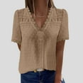 thumbnail image 2 of Womens Shirts Puff Short Sleeve V Neck Button Down Business Relaxed Fit Ladies Top, 2 of 6