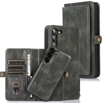 ELEHOLD Multi-Functional Wallet Case for Samsung Galaxy A54 5G with Card Slots Dual-Use Detachable Phone Case Magnetic Function Wriststrap Shockproof Wallet Case,Darkgreen