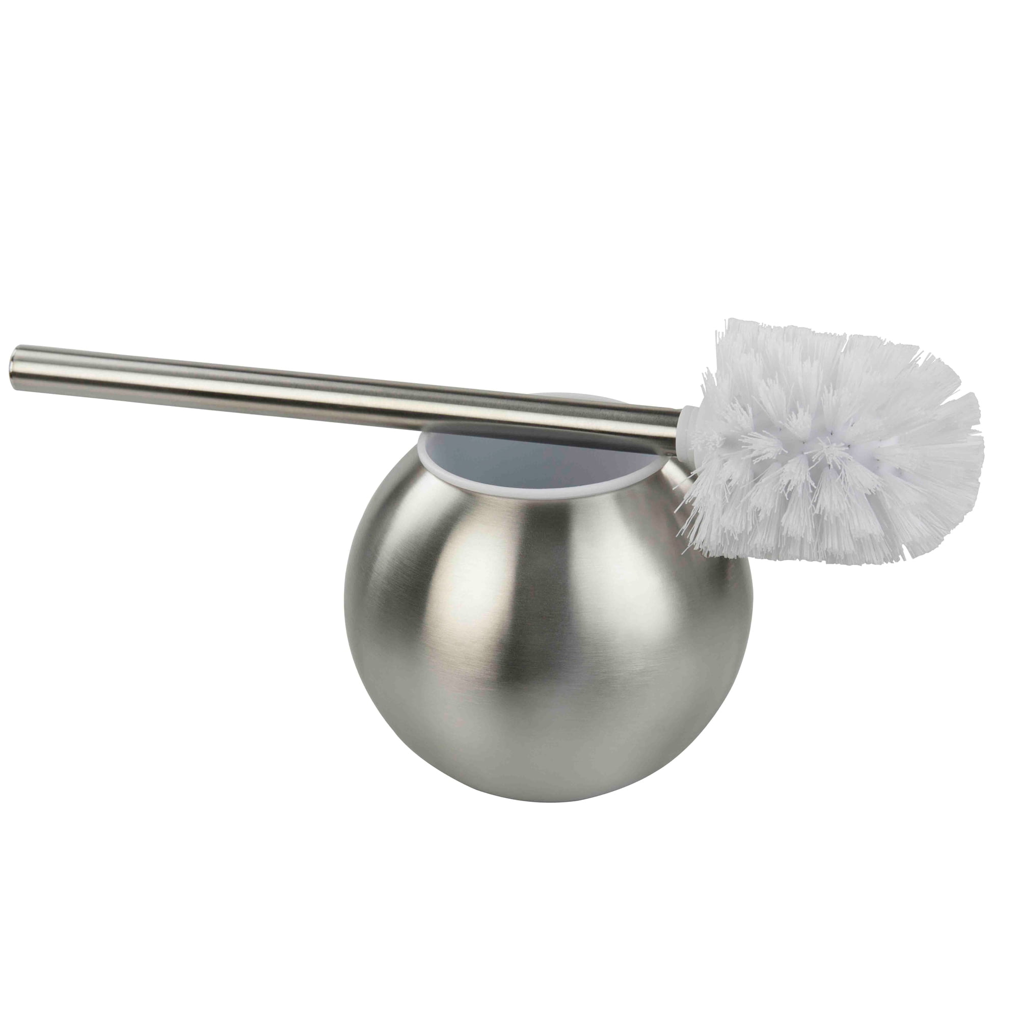 Home Basics Stainless Steel Round Toilet Brush and Holder Set