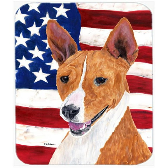 Usa American Flag With Basenji Mouse Pad, Hot Pad Or Trivet