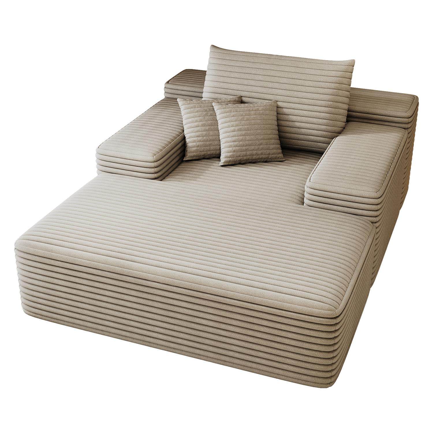 Demi Bonn 68"x51" Oversized Chaise Lounge Chair, Fluffy Plush Upholstered Sleeper Sofa Bed, Cloud Couch for Reading Chair & Lounge Sofa, Beige