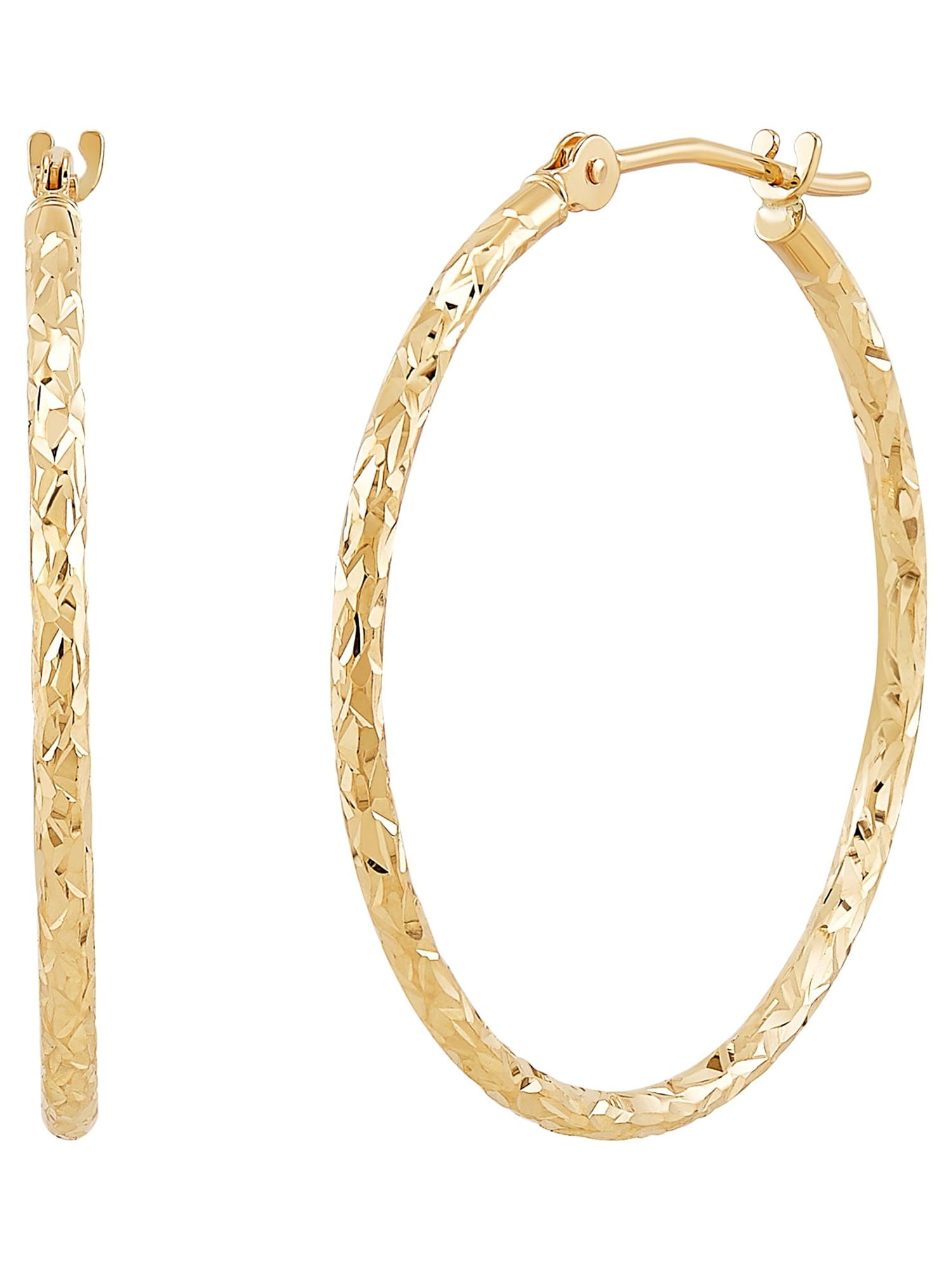 Brilliance Fine Jewelry 10K Yellow Gold Round Diamond-Cut Hoop Earrings