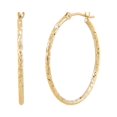 thumbnail image 2 of Brilliance Fine Jewelry 10K Yellow Gold 1.52MM x 28MM Hollow Round Diamond-Cut Hoop Earrings, 2 of 4