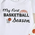 thumbnail image 5 of UAYOTSE My First Basketball Season Baby Boy Girl Outfit Letter Short Sleeve Romper Pants Hat Set Summer Clothes(12-18 Months,White), 5 of 9