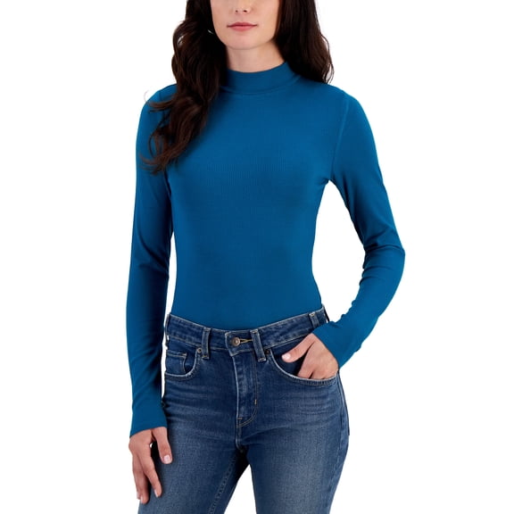 Juniors' Mock-Neck Bodysuit Ocean Depths XL