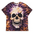 thumbnail image 3 of LAOLIUSN Men's Laughing Skull T-Shirt, Purple and Orange Tie-Dye Graphic Tee, 3D Printed Stretch Top,4XL, 3 of 7