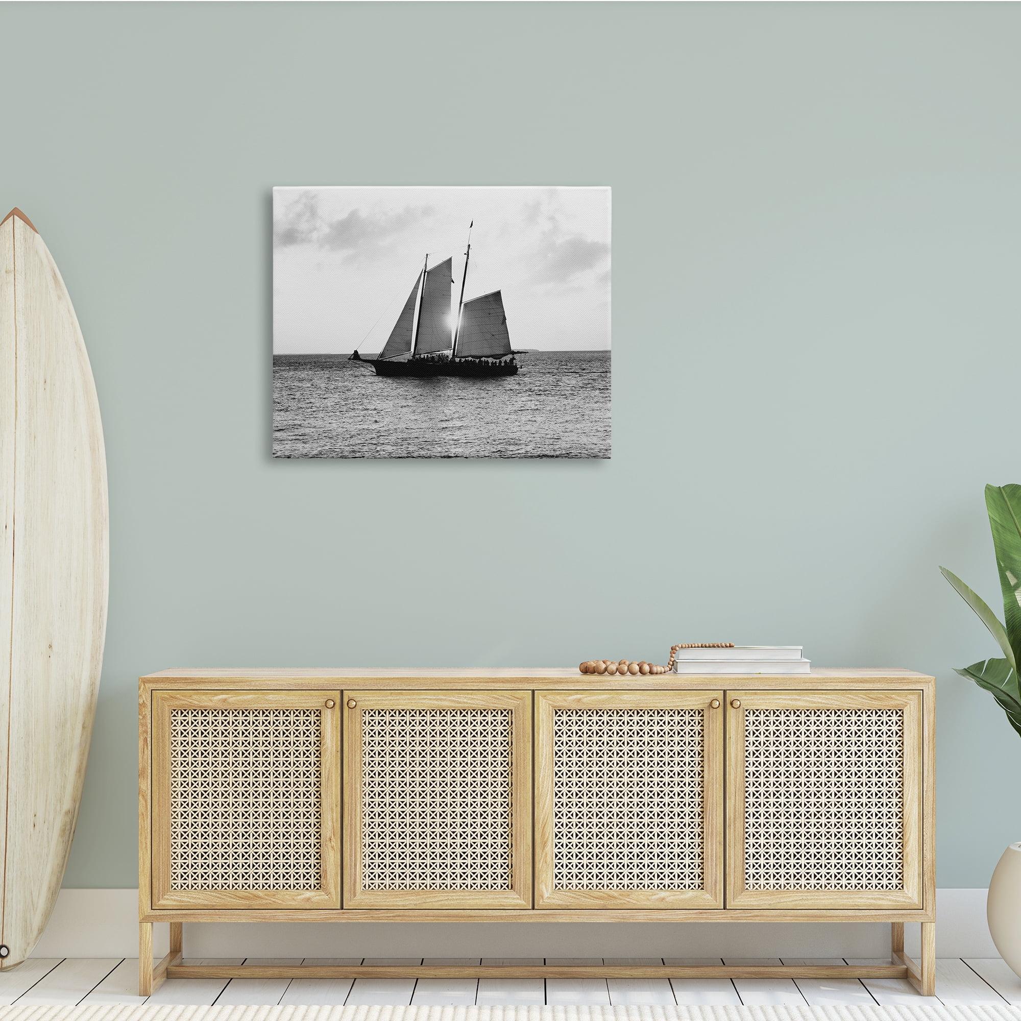 Stupell Indtries Traditional Ship Sailing Across Ocean Black White Photography,40 x 30,Design by Debbie O'dell