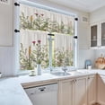 thumbnail image 5 of Floral Herbs Flower Kitchen Window Curtains Valance and Tier Set 36 Inch, Botanical 3 Piece Set Short Curtains for Window Vintage Sage Green Leaf Window Treatment Tiers for Living Room Bedroom, 5 of 6