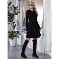 thumbnail image 5 of Women Long Sleeve Fall Dresses Flowy Casual Ribbed Knit Crew Neck Knee Length Sweater Dress Black L, 5 of 9