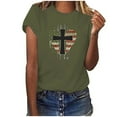 thumbnail image 2 of Fartey 4th of July T-Shirt for Women Trendy Graphic Tees Summer Casual Short Sleeve Crew Neck Tops Independence Day Patriotic Blouses Army Green XL, 2 of 4