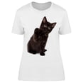 thumbnail image 1 of Black Shorthair Cat: Raising Paw T-Shirt Women -Image by Shutterstock, Female x-Large, 1 of 2