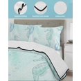 thumbnail image 3 of Twin XL Quilt Bedding Set, Teal Blue Seahorse Coastal Reversible Summer Quilt 3 Pieces, Beach Watercolor Sea Ocean Nautical Lightweight Bedspreads Coverlets with 2 Pillow Shams for All Seasons, 3 of 5
