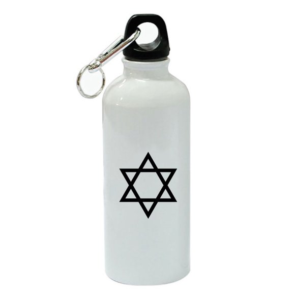 Star Of David White Aluminum Sports 20 oz Water Bottle