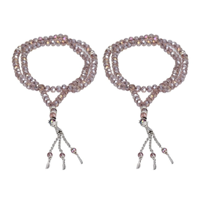 2pcs Musulmán Tasbih 99 Rosario Bead Islam Oración Misbaha Emulación Cristal Agata Resina Beads Ceremonia De Adoración Islámica Eid Religro Ramadán Presente Accesorio De