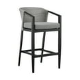thumbnail image 7 of Armen Living Aileen Outdoor Patio 5-Piece Bar Table Set in Aluminum with Grey Cushions, 7 of 7