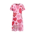 thumbnail image 3 of Womens Nightgowns Plus Size Casual Sleep Dress Women's Plus Heart Print Short Sleeve Round Neck Medium Stretch Loose Nightdress Valentine's Day Nightdress, 3 of 4