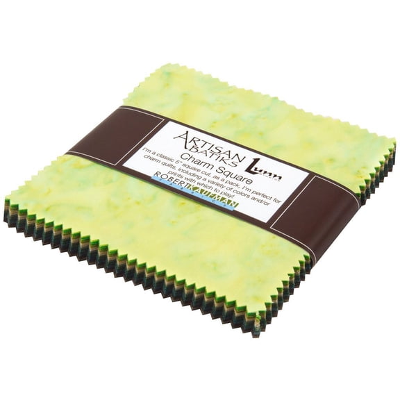lunn studios prisma dyes rainforest batiks precut 5-inch charm pack cotton fabric quilting squares assortment robert kaufman chs-270-42