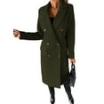 thumbnail image 1 of Wrcnote Women Lapel Wool Blend Overcoats Classic Winter Warm Buttons Pea Coats Cardigan Outwear Army Green XL, 1 of 3