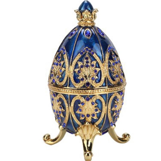 Pascua Caja De Metal Ornamento Diamante Huevo Ornamento Joyero Exquisito Huevo De Pascua Artesanía De Metal Advancent HA040804-03