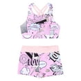 thumbnail image 4 of CHICTRY Little Girls 2-pc Swimsuit Floral Patterns Crop Top with Bottoms Swimwear Pop Pink 8, 4 of 7