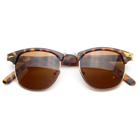 - Emblem Eyewear - Premium Half Frame Horn Rimmed Sunglasses Metal Rivets Sun Glasses Eyewear