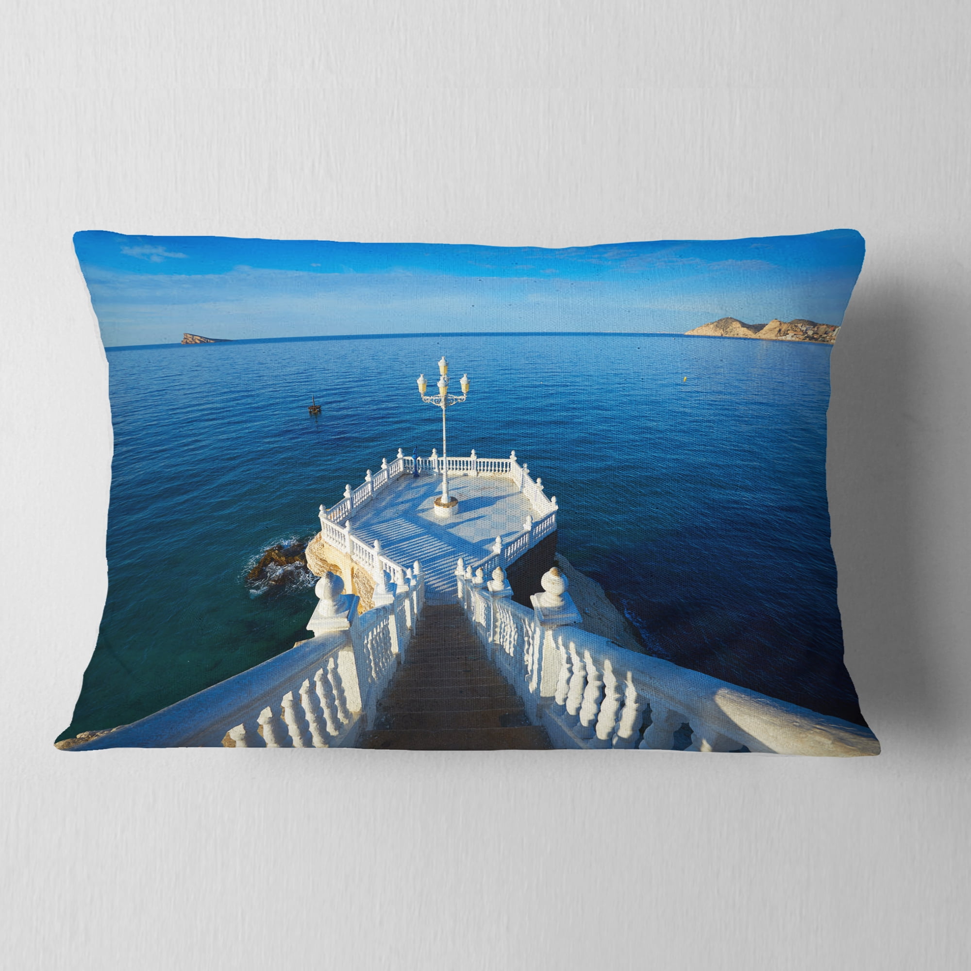 Designart Benidorm Mirador Del Castillo Lookout Point - Seascape Throw Pillow - 12x20