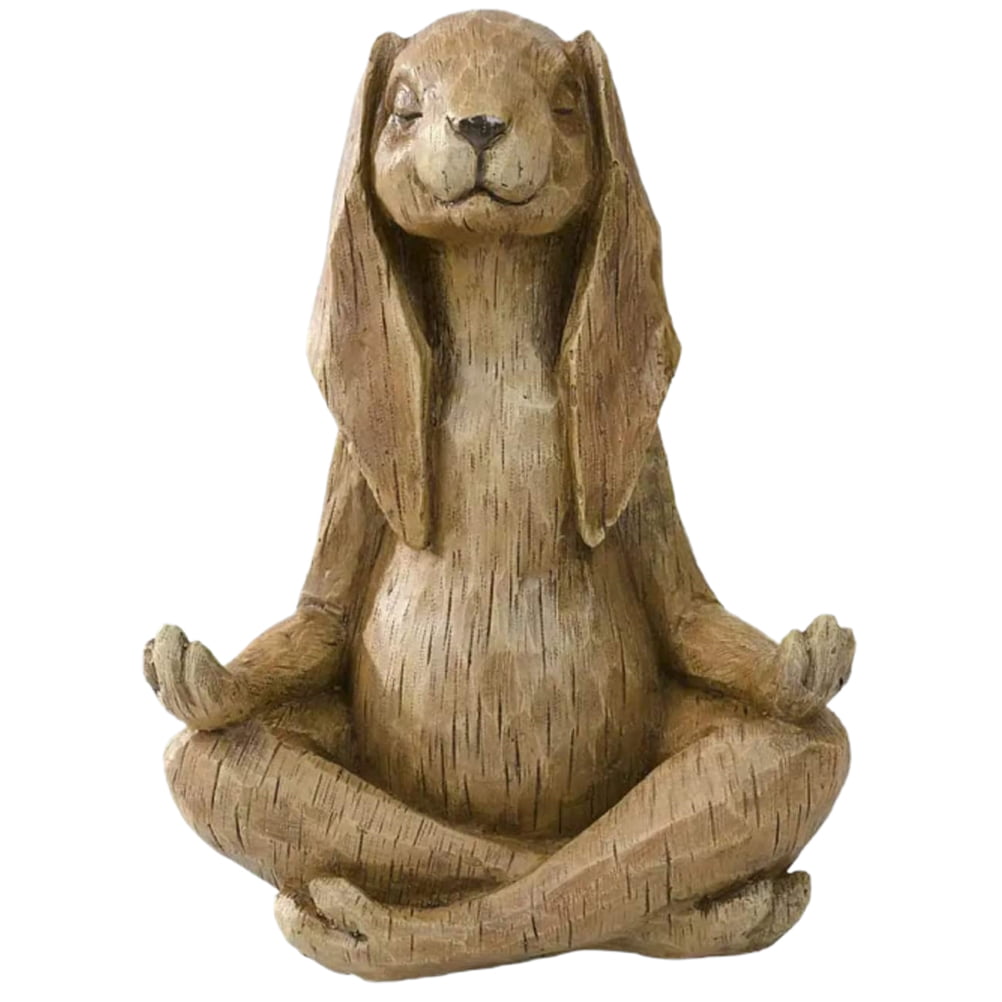 Buddha Animal Statue Rabbit Statue Relaxed Pose Home Memorial Meditation Decor 