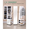thumbnail image 3 of Jewelry Armoire Standing,Movable Full-length Mirror ,White, 3 of 9