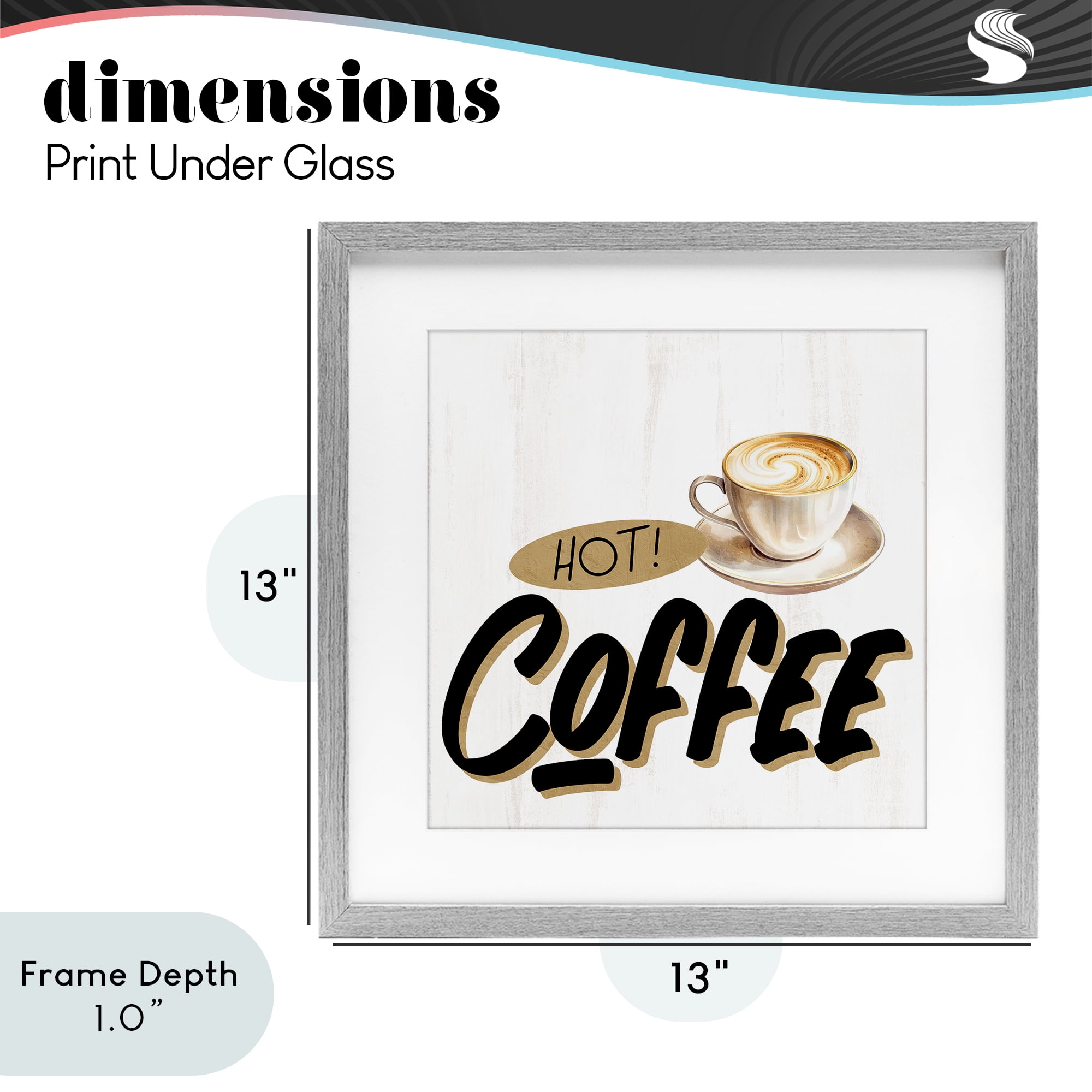 Stupell Industries Retro Fresh Hot Coffee Gray Framed Print Under Glass, design by Kim Allen