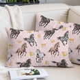 thumbnail image 2 of Spring Flowers Throw Pillow Covers, Black Brown White Horse Country Pink Soft Breathable Pillow Cases with Invisible Zipper for Sleeping, Queen Size Pillowcases for Couch Bed Sofa Chair 20x30 Inches, 2 of 9