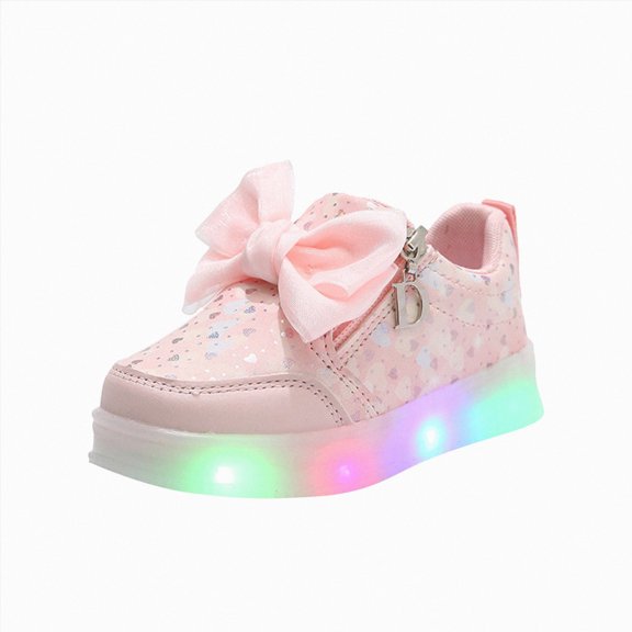 Linfrsh Kids' Light-Up Flashing Sneaker Athletic Running Shoes Boys and Girls Available in Toddler and Little Kid Sizes Boys Sneakers Boys Sneakers (Pink,8)