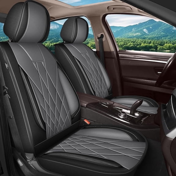 JIAMAOXIN Car Seat Covers Full Set for Hyundai Palisade 2020-2024, Faux Leather Seat Covers Waterproof Cushion Protector (5 Seats,Black & Grey)