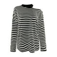 thumbnail image 5 of Tbopshirt Womens Top Women's Casual Fashion Striped Long-sleeved Off-shoulder Bottoming Tops, 5 of 5