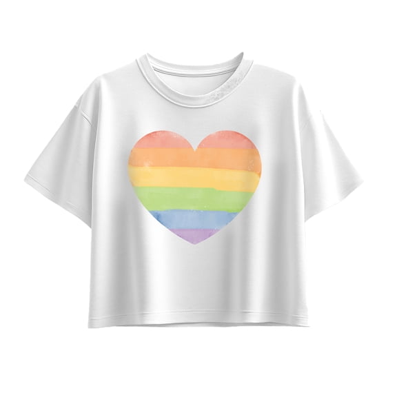 Instant Message - Rainbow Heart - Youth Girl Short Sleeve Boxy Tee