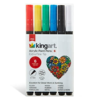 KINGART® PRO Extra Fine Point Acrylic Glitter Paint Pen Markers,  Water-Based Ink, Set of 12 Glitter Colors