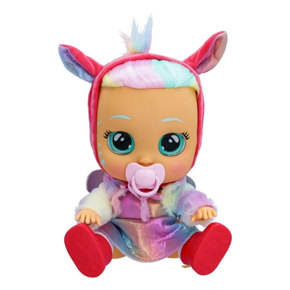 Cry Babies Dressy Fantasy Hannah - Poupée de 12 po - Robe arc-en-ciel à effet métallisé, avec veste pastel en peluche sur le thème du cheval ailé