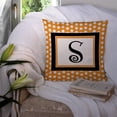 thumbnail image 3 of Letter S Initial Monogram - Orange Polkadots Fabric Decorative Pillow, 3 of 4