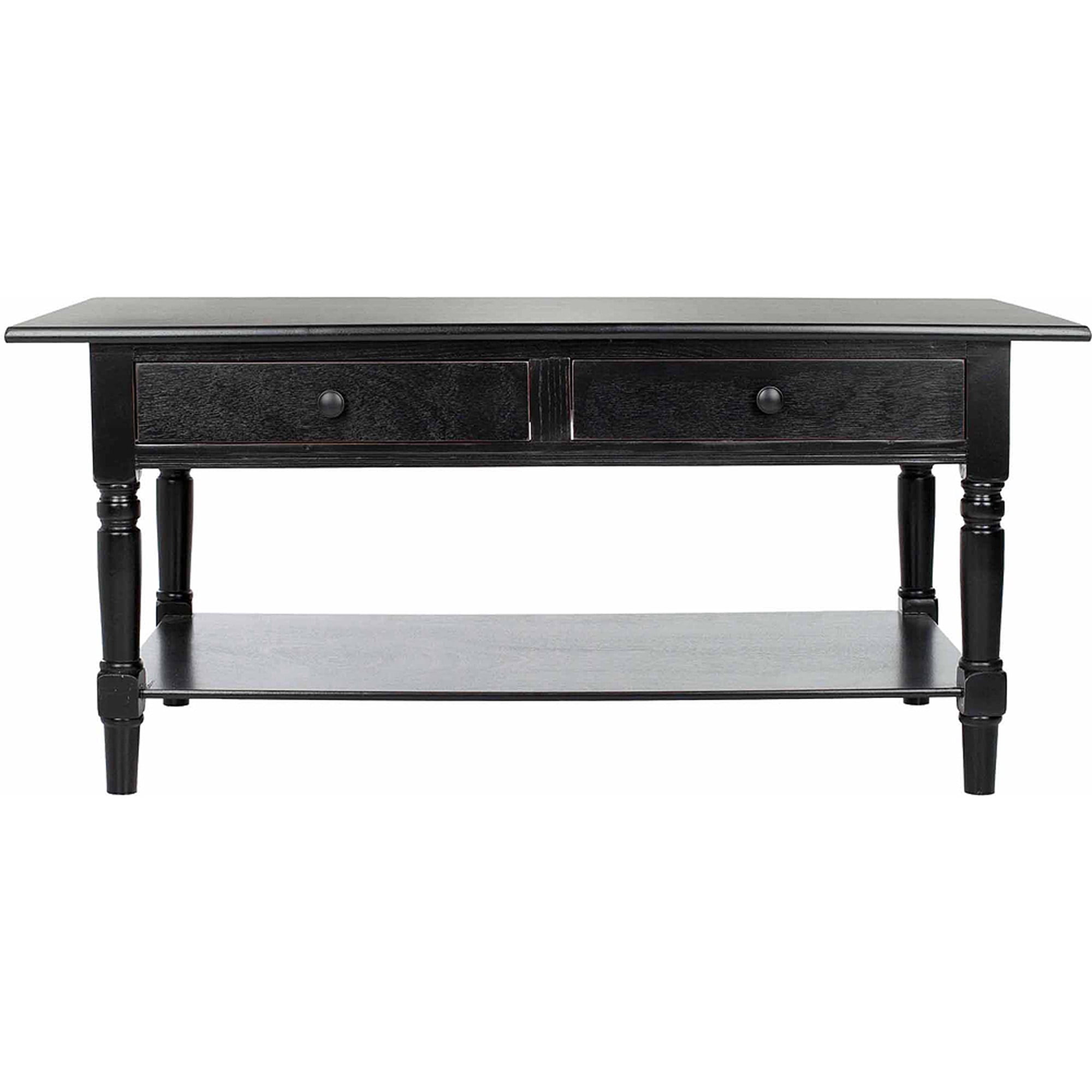 SAFAVIEH Boris Solid Contemporary 2 Drawer Coffee Table, Distressed Black