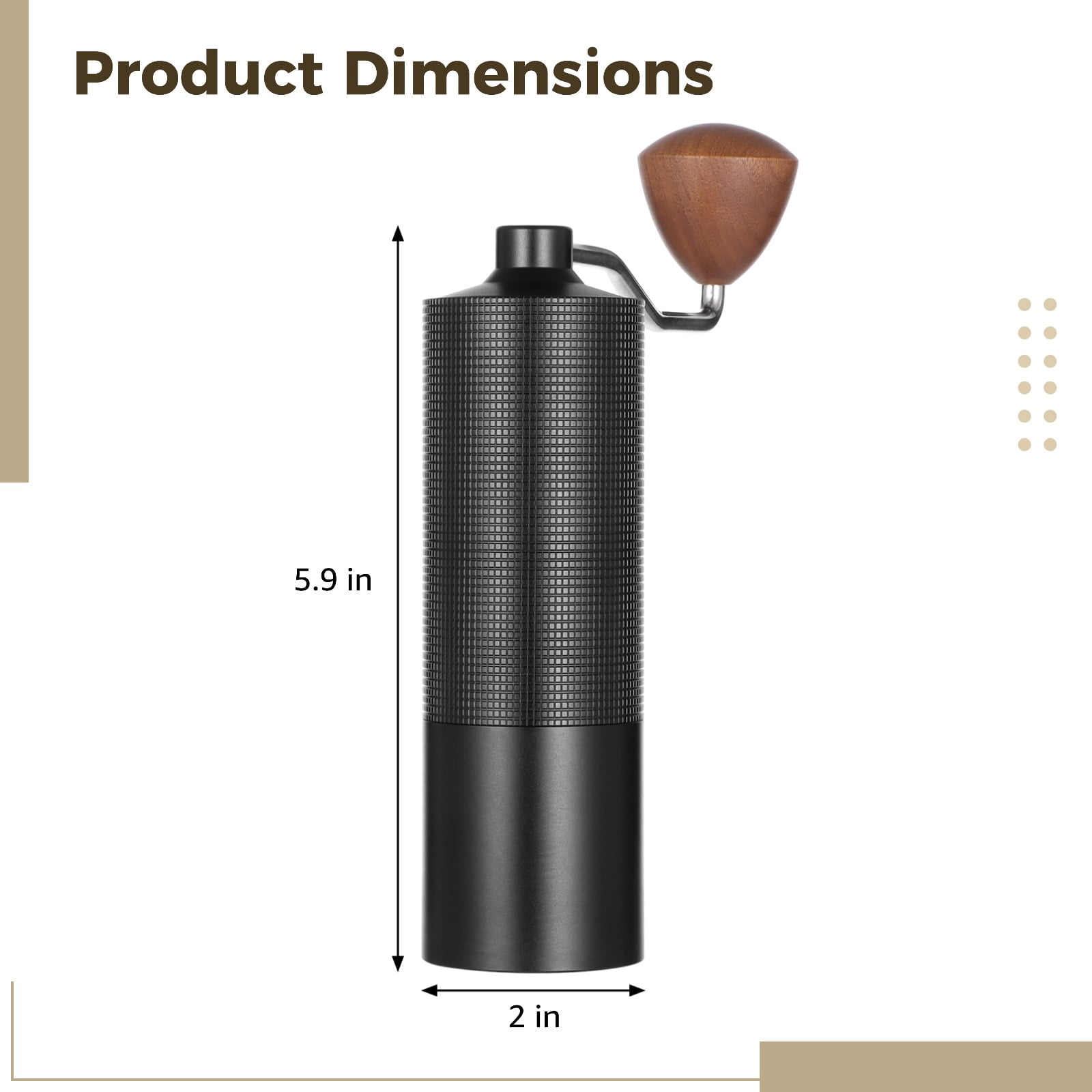Manual Coffee Grinder, Hand Coffee Grinder with 6-Pointed Steel Core, Adjustable Grind Size, Ergonomic Handle, Portable Burr Coffee Grinder for Home, Travel, Office, Camping