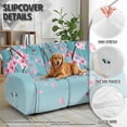 thumbnail image 4 of Xoenoiee Blue Cherry Blossom Print Stretch Recliner Cover 8-Pieces 3 Seats Recliner Chair Slipcovers Lazy Boy Furniture Protector with Elastic Bottom for Living Room, 4 of 7